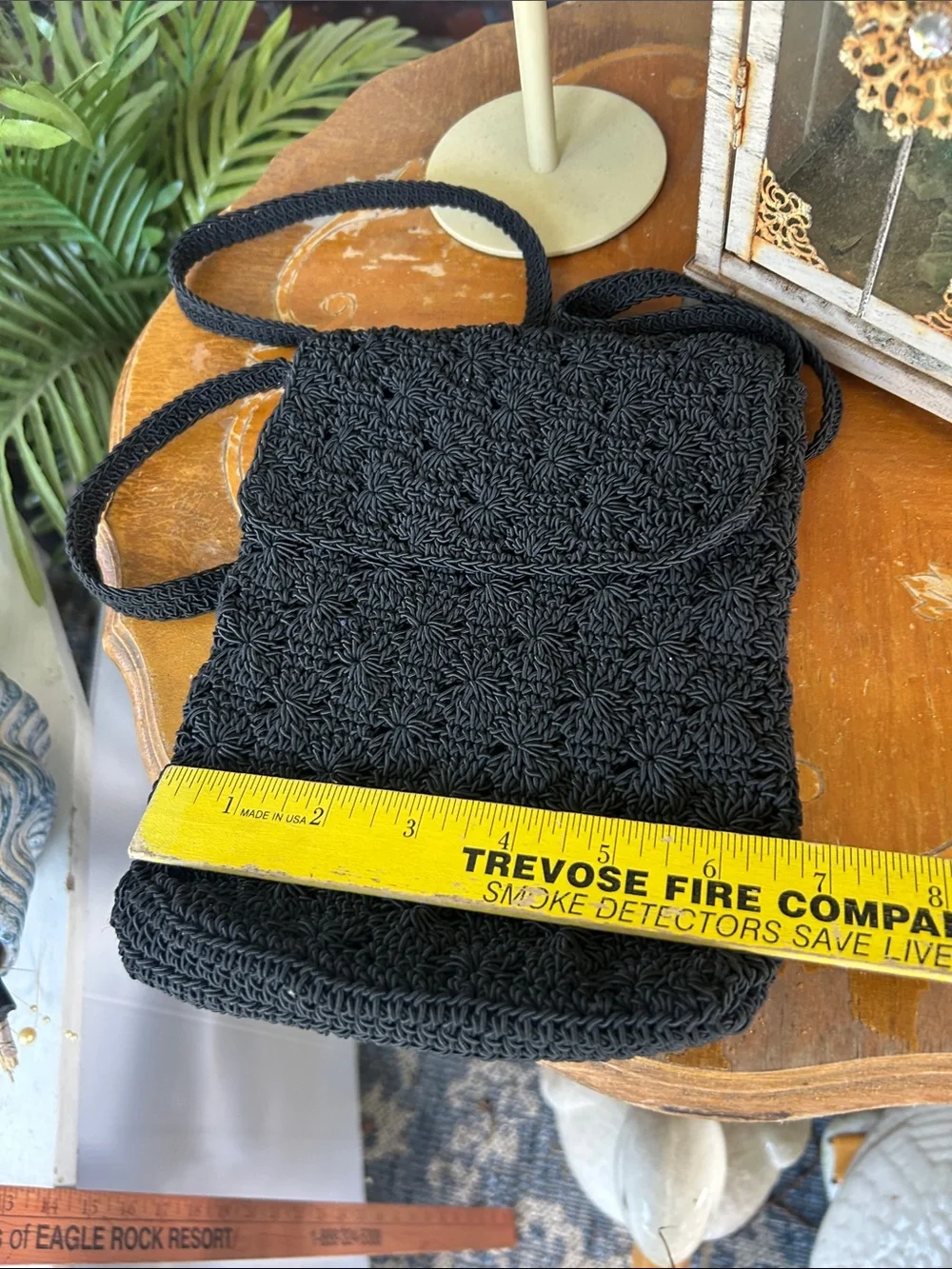 Vintage Black Crochet Crossbody Bag
